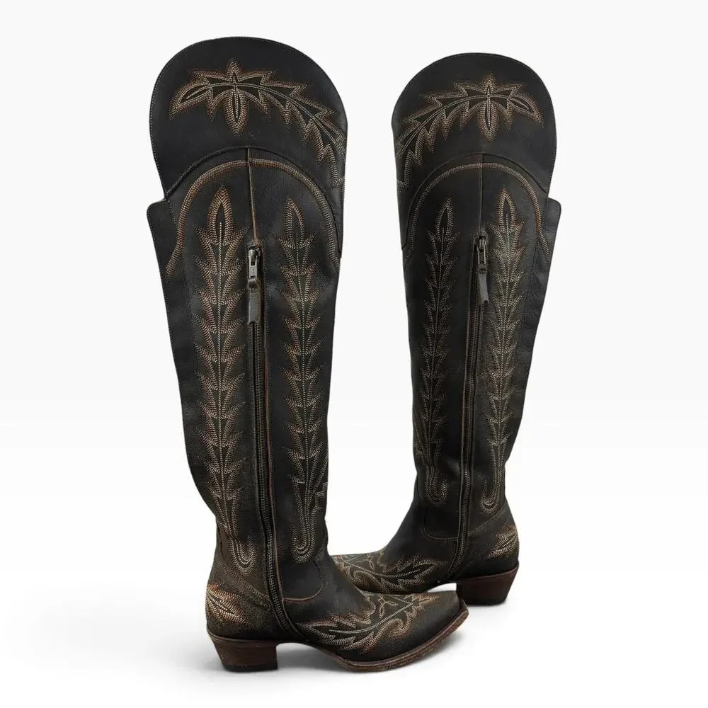 Lane Lexington OTK Womens 7.5 Over Knee Corset Western Cowboy Boots Leather